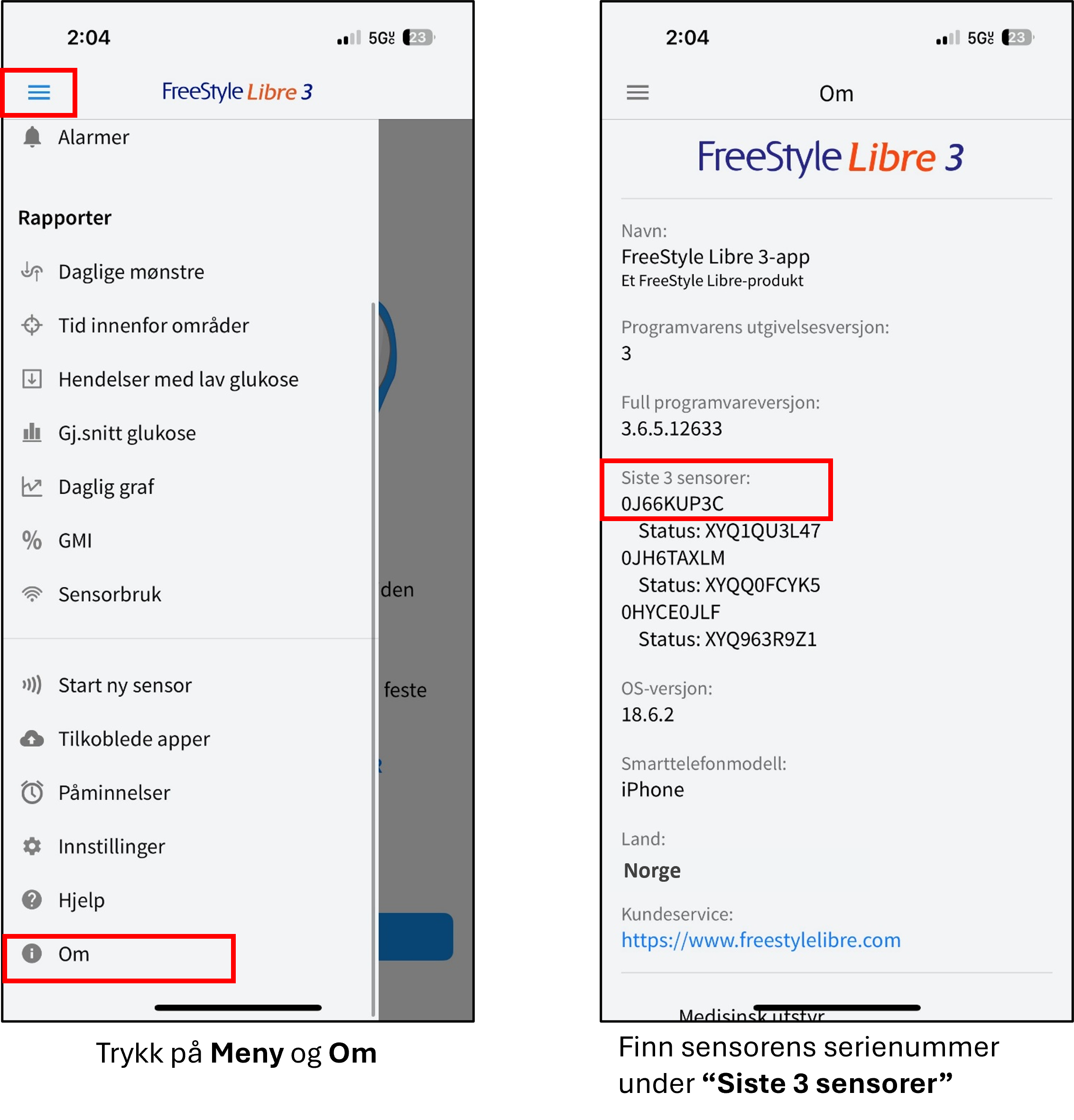 sensor serial number
