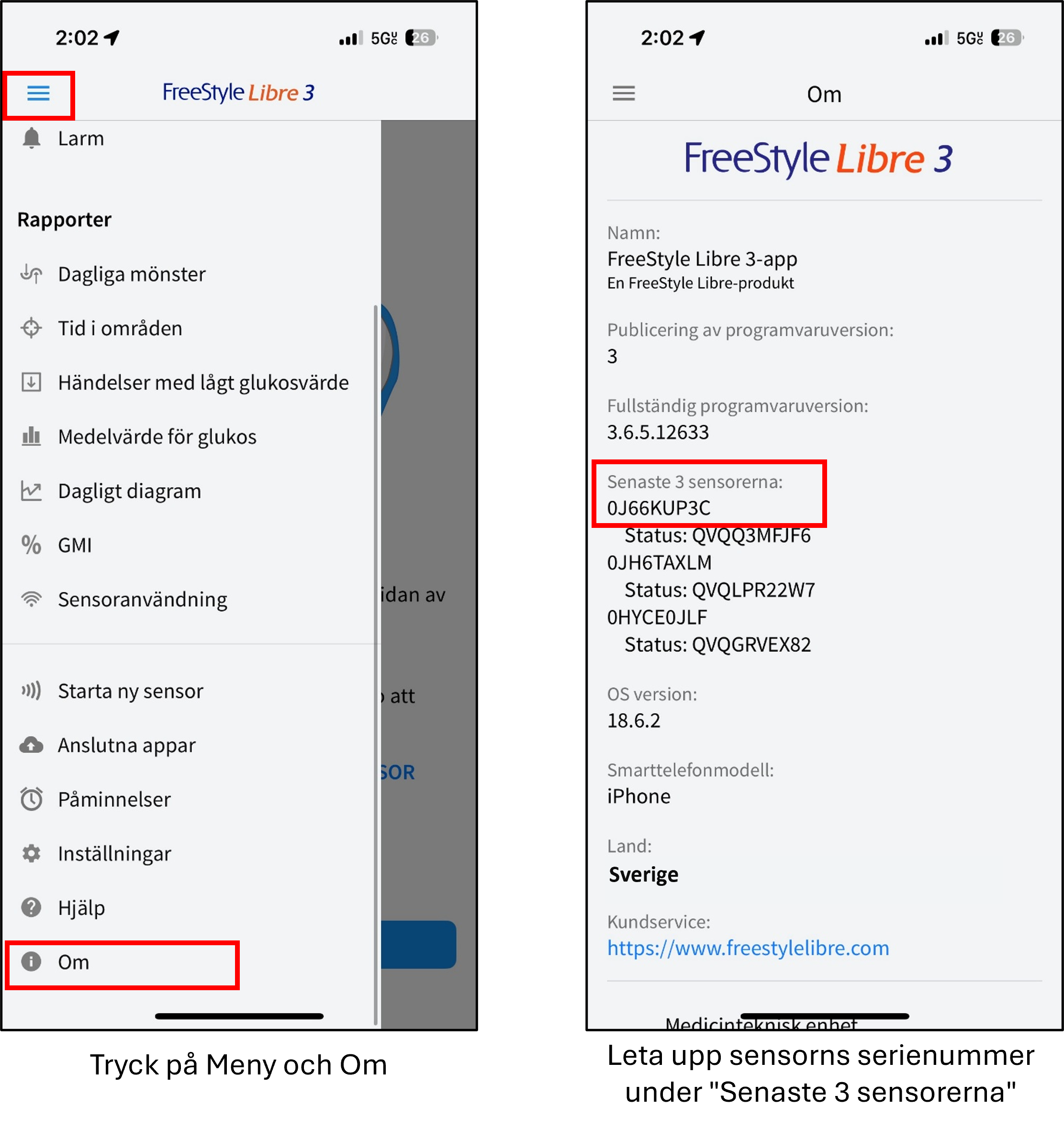 sensor serial number