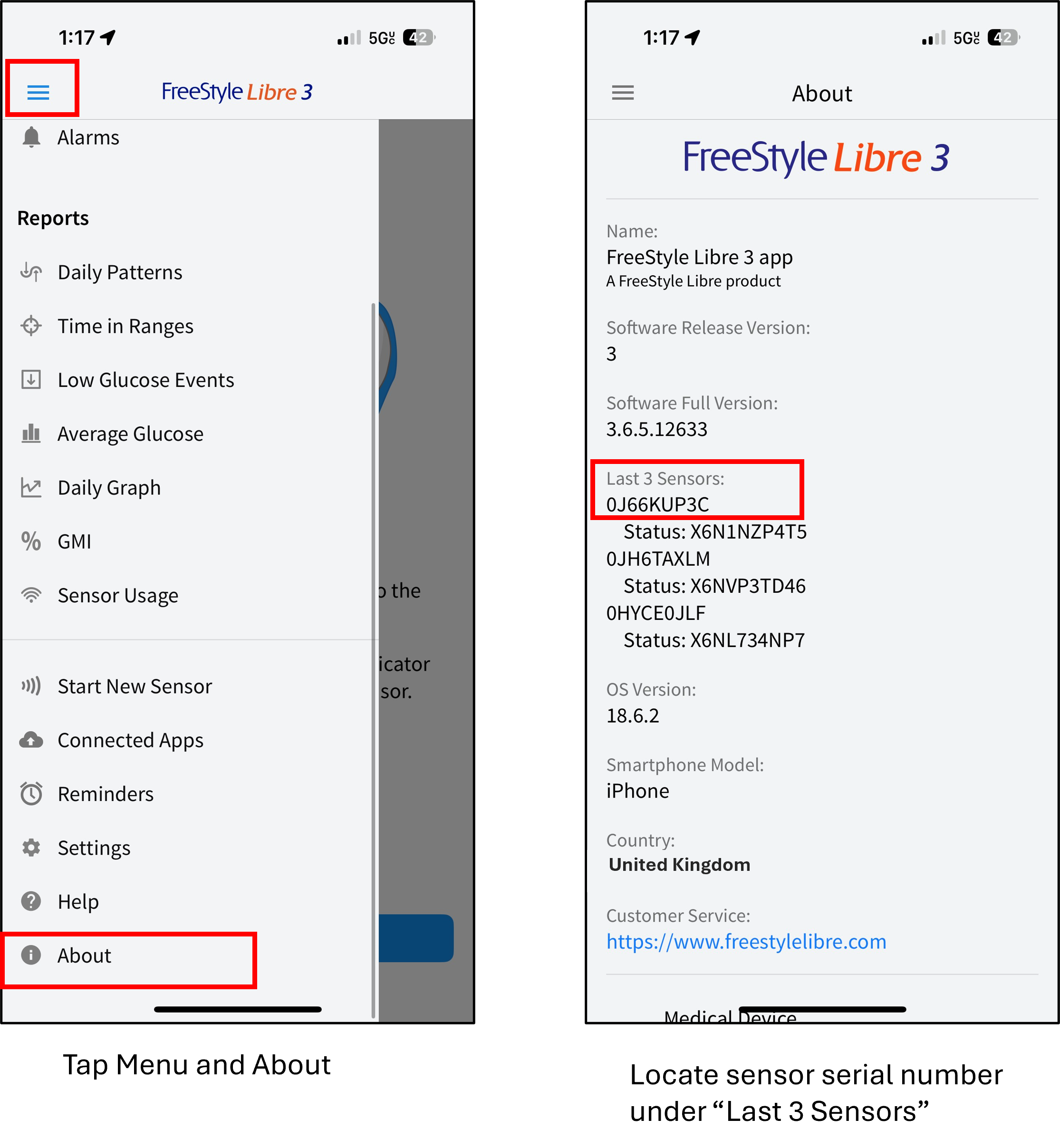 sensor serial number