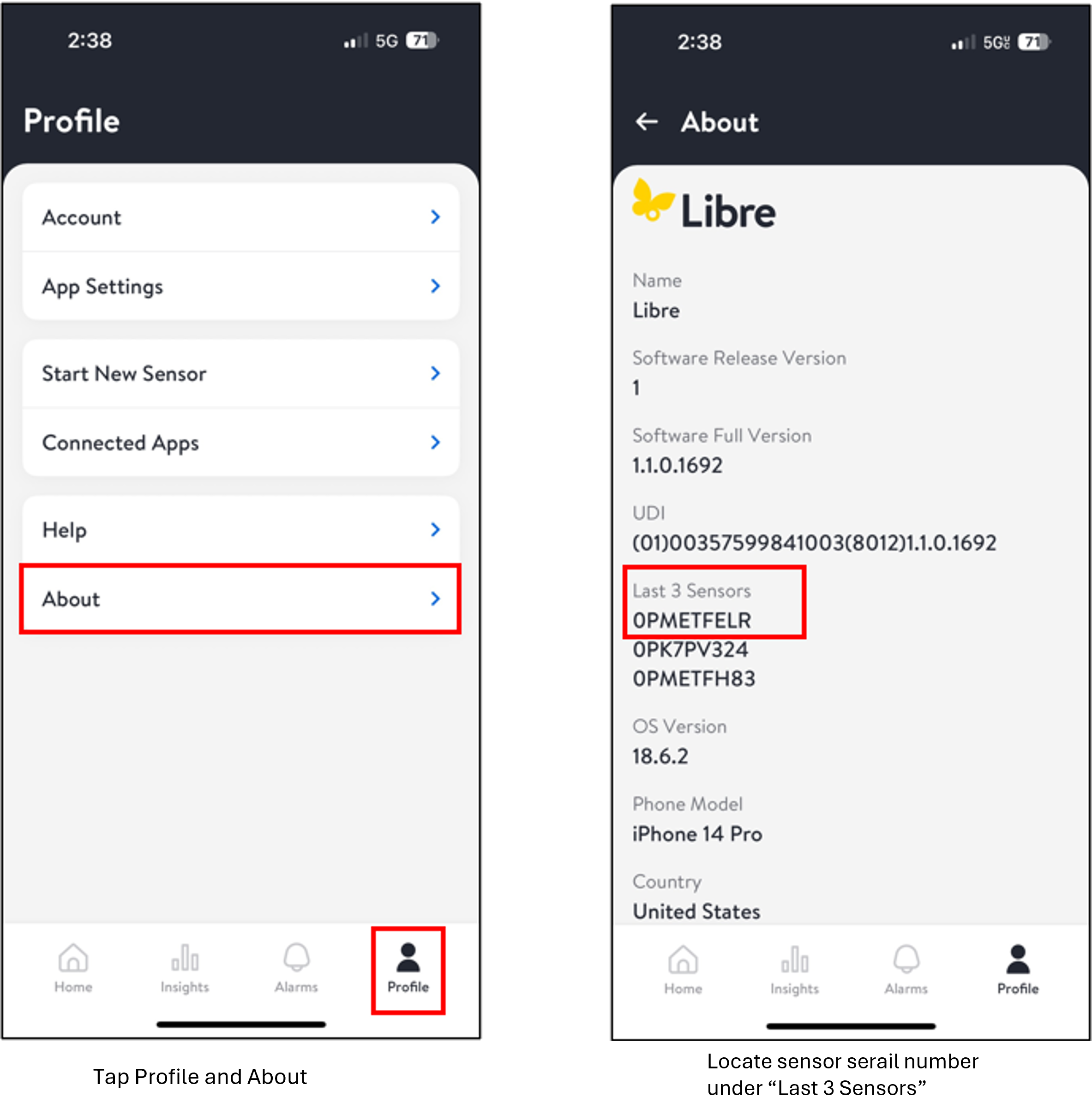 sensor serial number