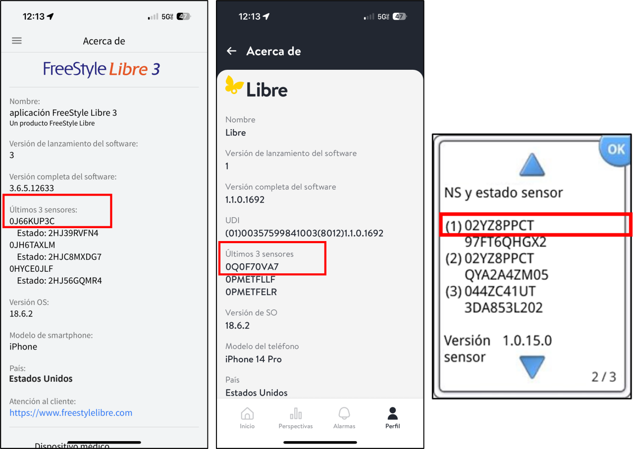 Serial Number if you are wearing a sensor